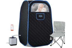 KUNSANA Portable Sauna for Home, 2.6L 1000W Portable Steam Sauna Full Body Personal Sauna Tent Steam Room at Home Spa Foldable Sauna Box with Steamer, 60 Minute Timer, Chair, Remote Control