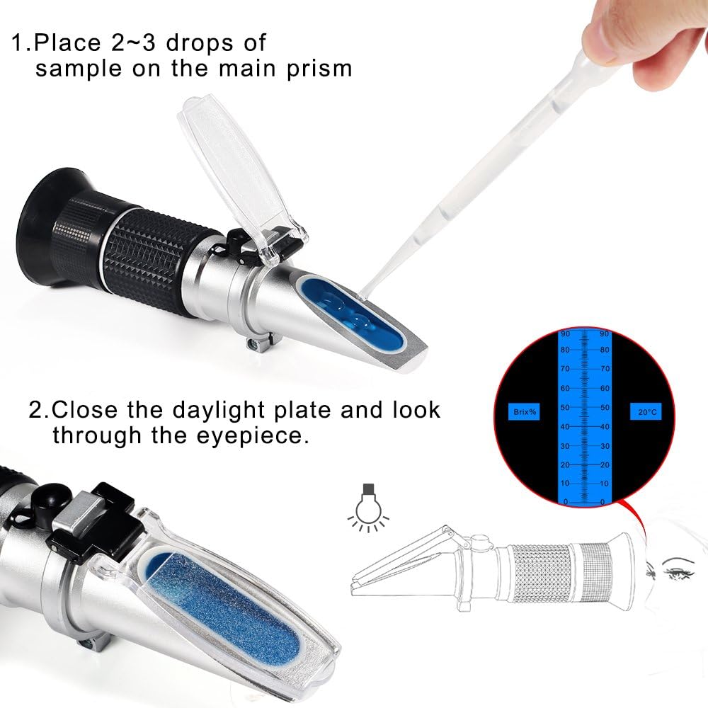 0-90% Brix Meter Refractometer,V·RESOURCING Portable Hand Held Sugar Content Measurement for Sugar Food, Fruit, Beverages Honey - Image 4