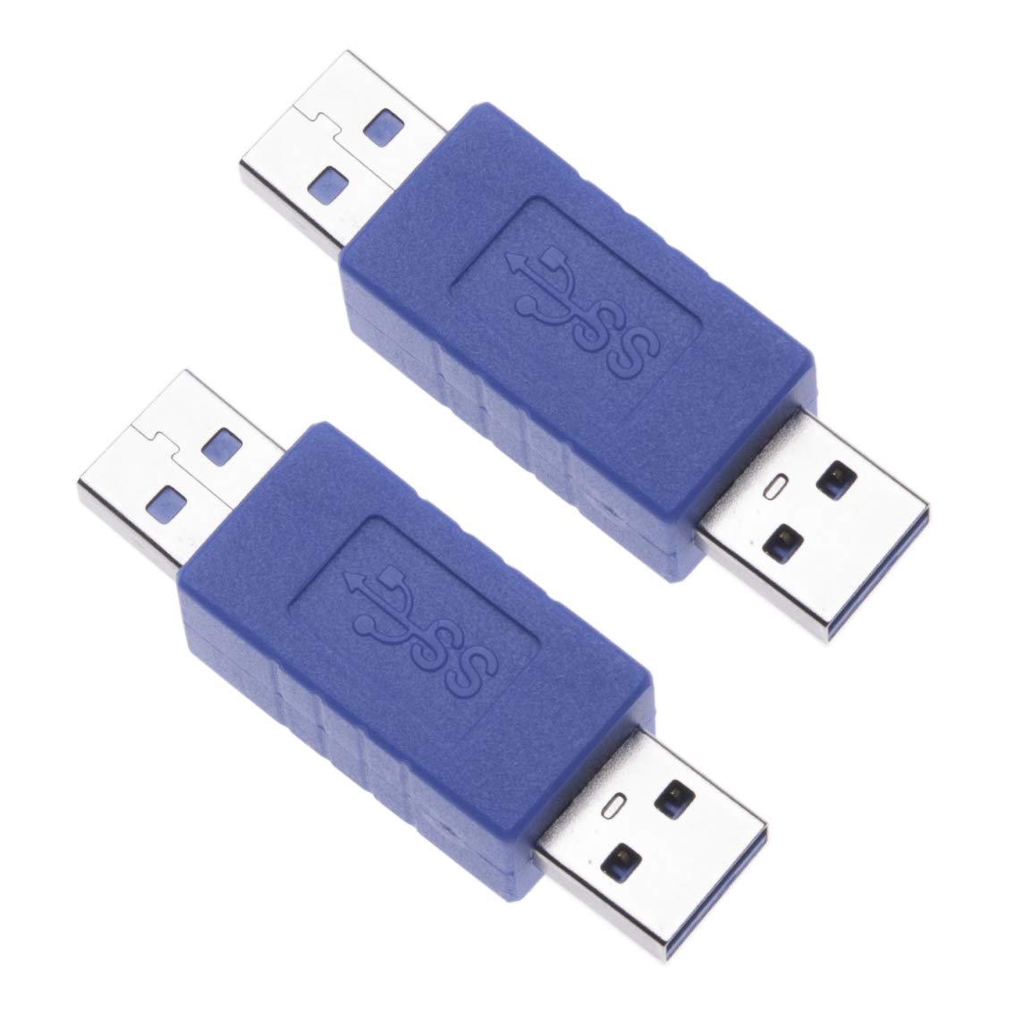 Keple 2 Pieces Quick Speed 3.0 A USB Male to Male Adapter | Fast Charge & Data Transfer Coupler Connector Short Extension Converter Compatible with Computers, Laptops, Printers, Hard Drives (2 Pack)