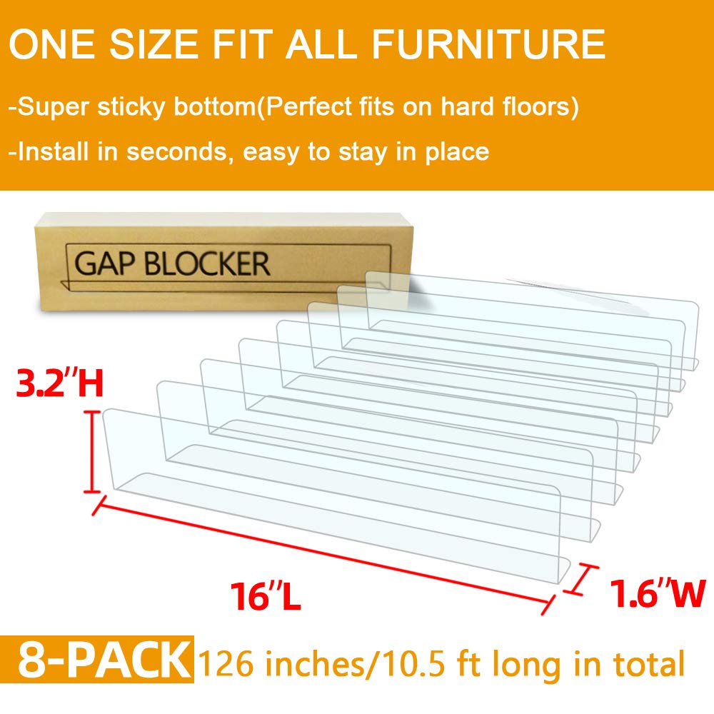 QIYIHOME 8Pack Toy Blocker, Gap Bumper for Under Furniture, BPA Free