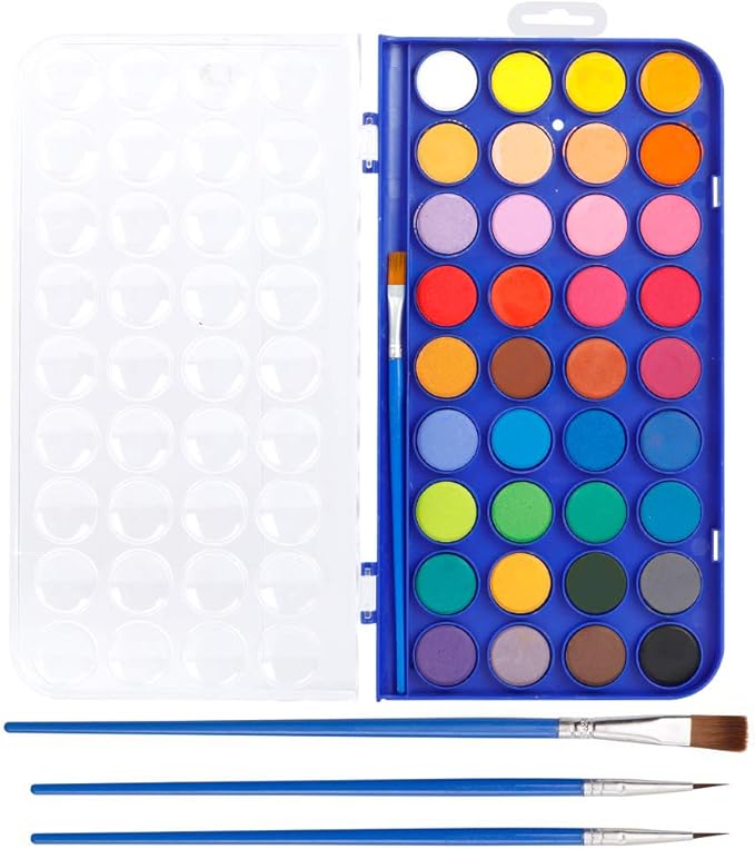 36 Pack Watercolor Pan Set, Smart Color Art Watercolor Paint Set with 4 Brushes
