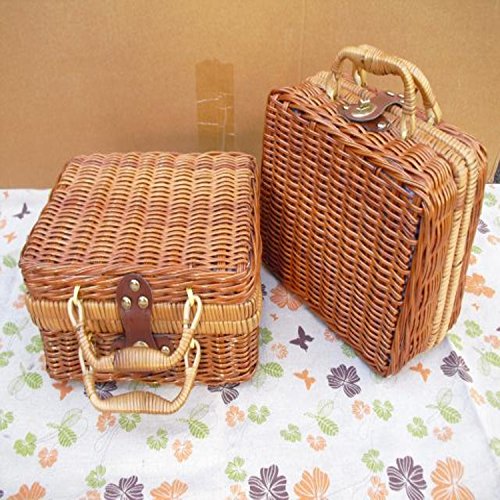 Willow Rattan Bags Grass Bamboo Woven Luggage Portable Picnic Baskets
