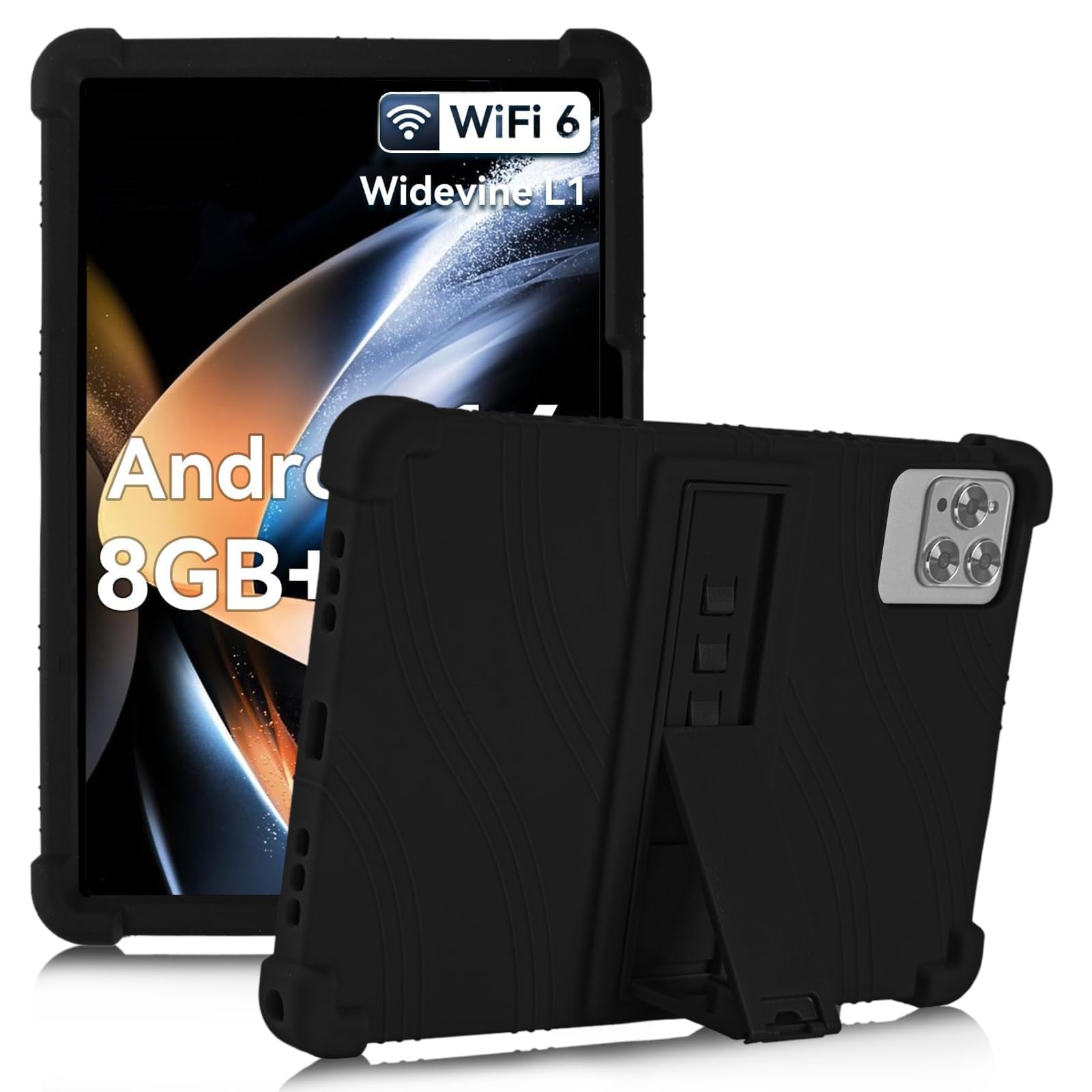 Photo 1 of ATOOZ for BYYBUO/KADYBE/Sgin/CZZ/ZZB/Okaysea/HAPPYBE/ANYLAKE/Freeski/Velorim/Moderness MB1001 10.1 DOOGEE T10/U10/U9 Tablet Case 10.1 Inch with Stand Silicone Universal Kids Case (Black)