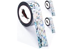 2×502 Ft Flash Reflective Bird Ribbon, Double Sided Holographic Scare Tape, Deterrent Visual Audible Bird Repellent Devices f