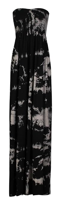 Fast Fashion Damen Maxi Kleid Azteken Tribal Tierleoparddruckscher Boobtube
