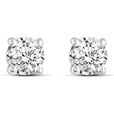 Women Diamond Stud Earrings Set in 925 Sterling Silver 1/10Ctw to 1/4 Ctw (I2-I3) Natural Diamonds