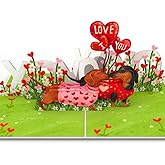PIECE GIFT - Dachshund Valentines Card - 3D Pop Up Valentines Day Card for Husband, Wife, Him, Her, Boyfriend, Girlfriend, 6x8 in Dog Valentine Pop Up Cards for Adults - Envelope Included