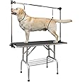 LOVMOR 46 Inch Dog Grooming Table,Adjustable Home Pet Grooming Tables with Arm/Noose/Mesh Tray