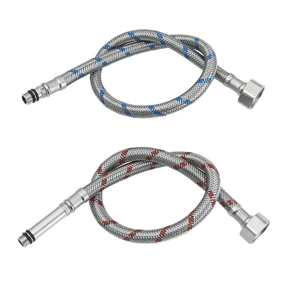 Haiba 2 x M10 x1/2 Flexible Tap Connectors (500mm) Kitchen/Basin Stainless Steel Braided Hose