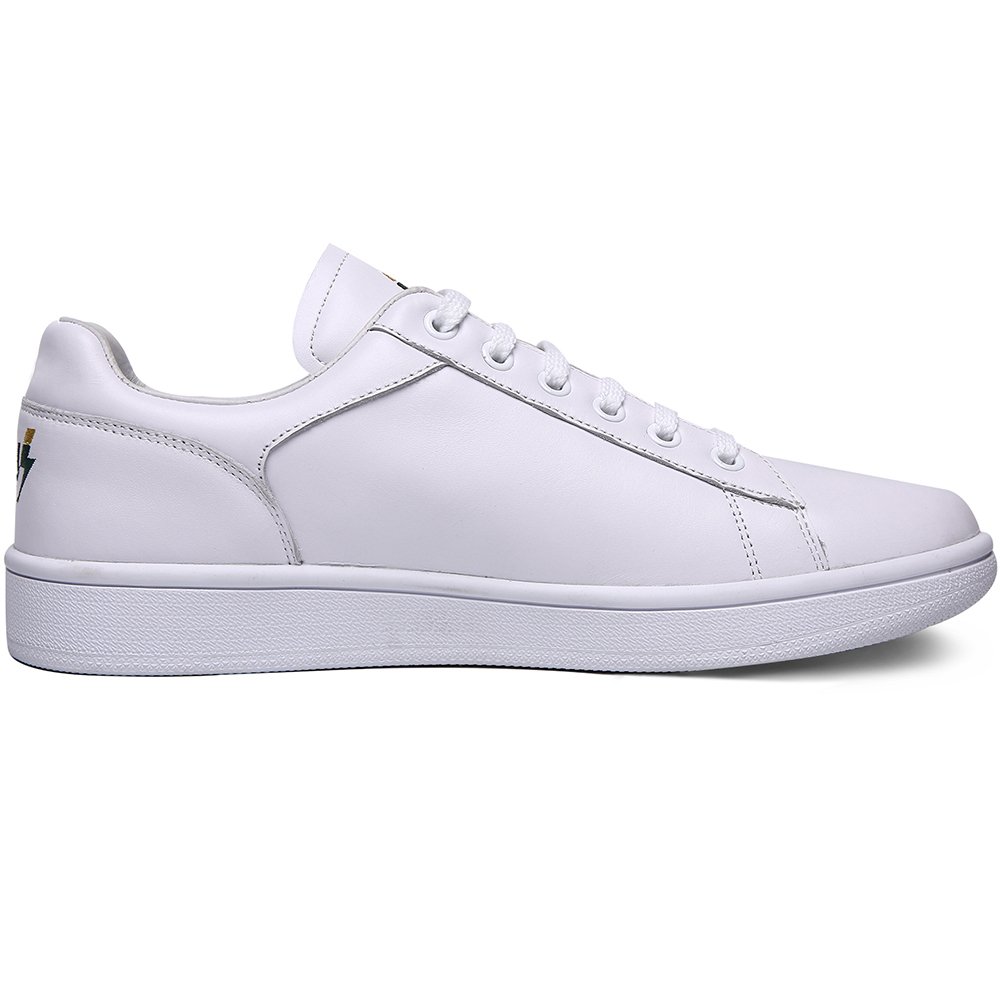 Soulsfeng Men Women Trainers Skateboarding Shoes Top Layer Leather White Shoes(White 7UK)