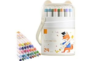 Twistable Crayons, Washable Easy-Grip Colored Pencils, Silky Crayons, Silky Easy-to-Grip, Bright colors (24 Pcs)