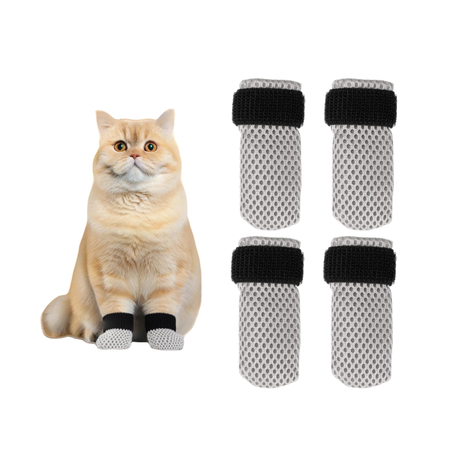 Photo 1 of 4 PCS Socks to Prevent Licking Paws Cat Claw Caps Booties and Paw Protectors for Hardwood Floors Anti Slip Hot Pavement Grippy Senior Grip Boot Zapatos para Perros Scratching Small Cats Mittens Shoes