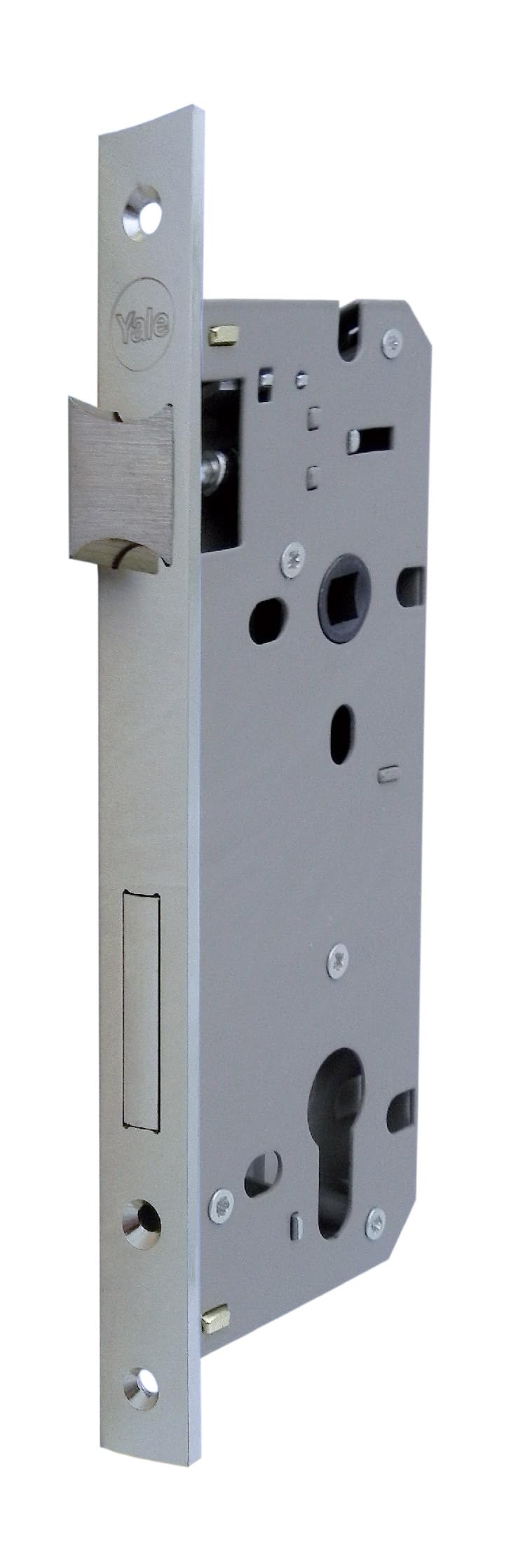 YALE Y52X00600S2 - Mortise lock for wooden doors, Satin nickel-plated finish, With square edge front, Backset 60mm, Center distance 85mm