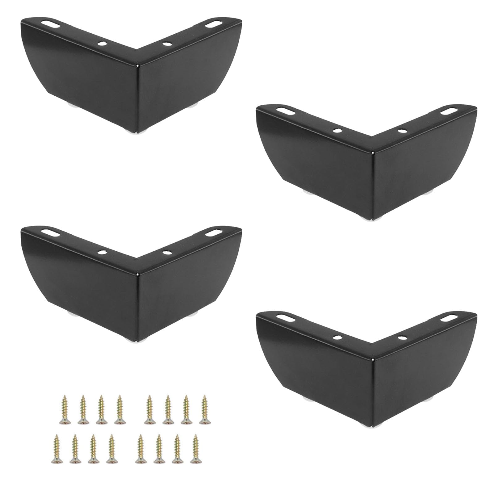 GVSS 4 x Triangular Furniture Legs, 5 cm, Black, Furniture Legs with 16 Nails, 5 cm Feet, Sofa Legs, Corner Sofa Legs, Metal Table Legs, Tables, Chairs, Sideboards, TV Furniture