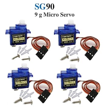 WANBA 4Pcs SG90 Micro Servo Motor Mini 9G Compatible for RC Robot Helicopter Arm/Hand/Walking/Servo Door Lock, Control with Arduino
