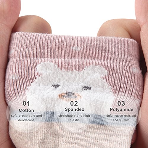 SUNBVE Baby Toddler Girls Bears Soft Cotton Dress Socks 5 Pack