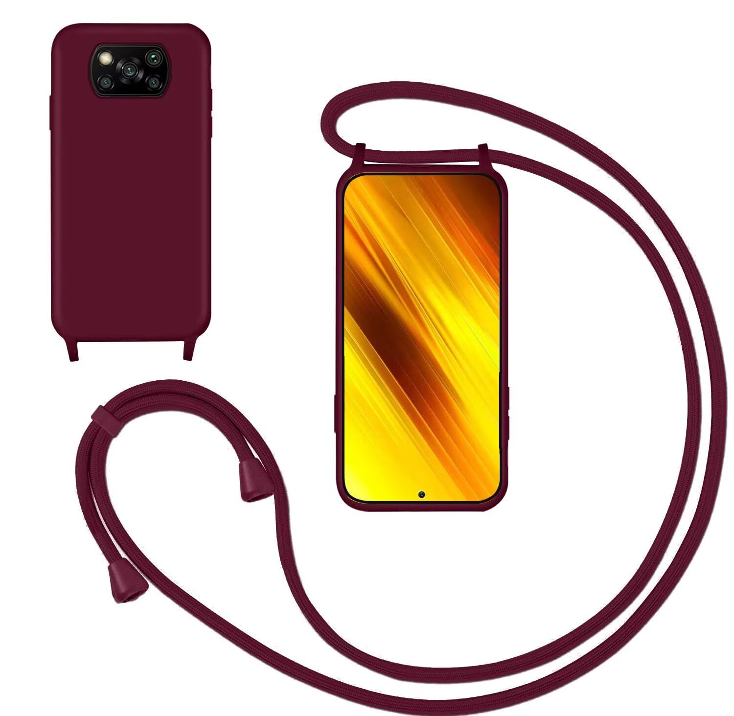 GoodcAcy Mobile Phone Chain Case for Xiaomi Mi Poco X3 Pro/NFC, Smartphone Necklace With Strap, Protective Hanging Case, Liquid Silicone for Mi Poco X3