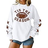 ALLTB Football Sweatshirt Women Tis The Season Shirts Football Mom Shirt Game Day Pullover Long Sleeve Tops