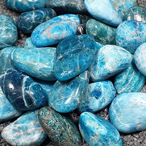 Resonant Energies Blue Apatite Tumbled Polished Natural Stones, 1 pc, Sizes 1 to 1.5 Inch, Reiki Wicca Chakra Crystal Healing Gemstone, TS1280