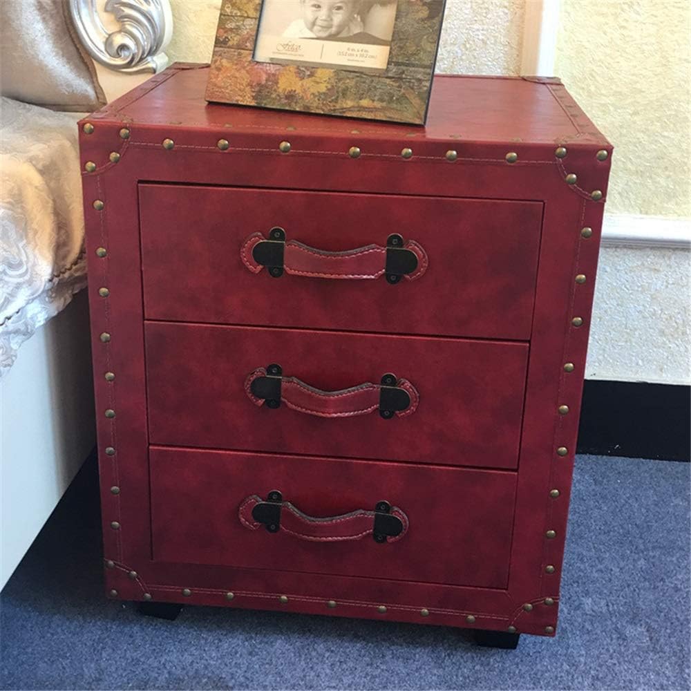 Bedside Table Side Cabinet Table With Three Storage Drawer Bedside Tables For Home Office Living Room Furniture Stand Cabinet Color Red Size One Size Amazon Co Uk Kitchen Home