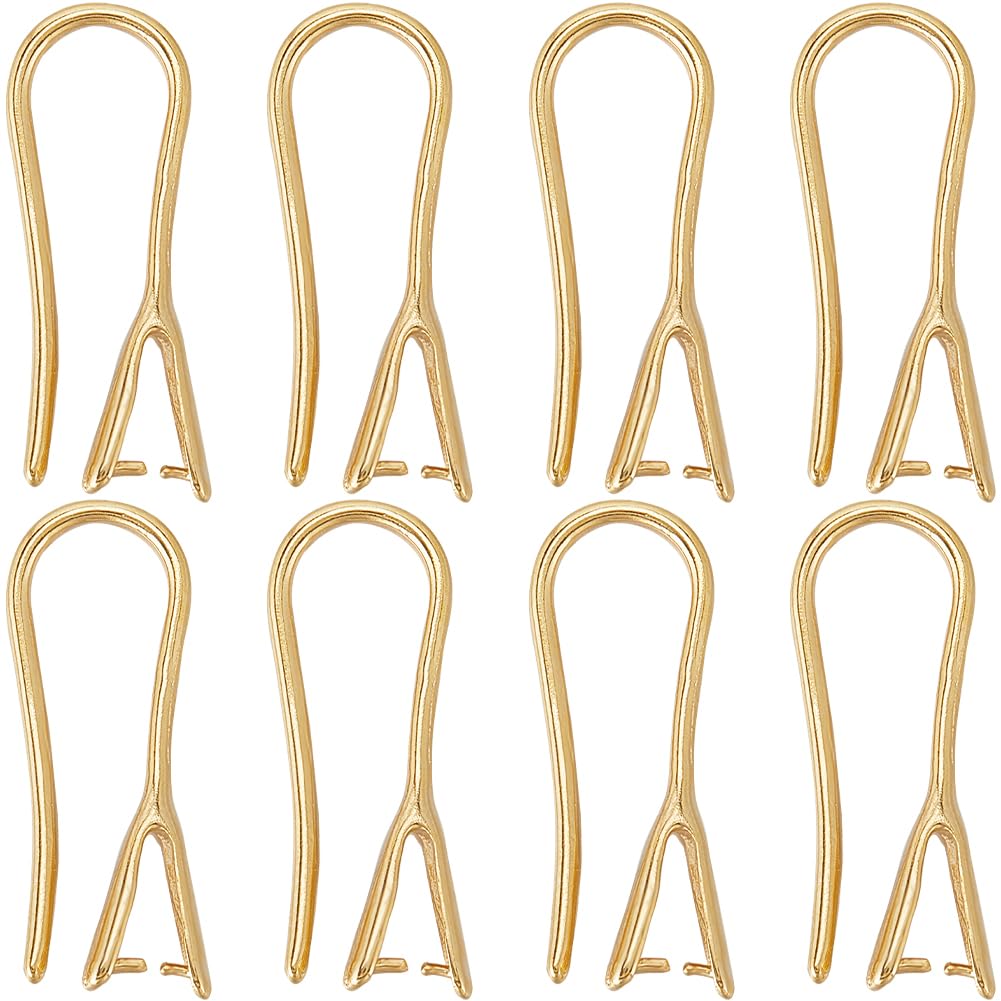 SUNNYCLUE 1 Box 20Pcs Real 24K Gold Plated Earring Hooks Brass Ear Wire French Earring Hook Backs Fish Hook Earwires with Ice Pick Pinch Bails Findings for jewellery Making Earrings Supplies DIY Craft