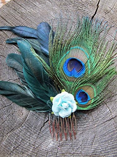 'Empress' - Flower Hair Comb, Peacock Hair Comb, Feather Hair Accessories, Bridal Hair Accessories, Wedding Hair Comb