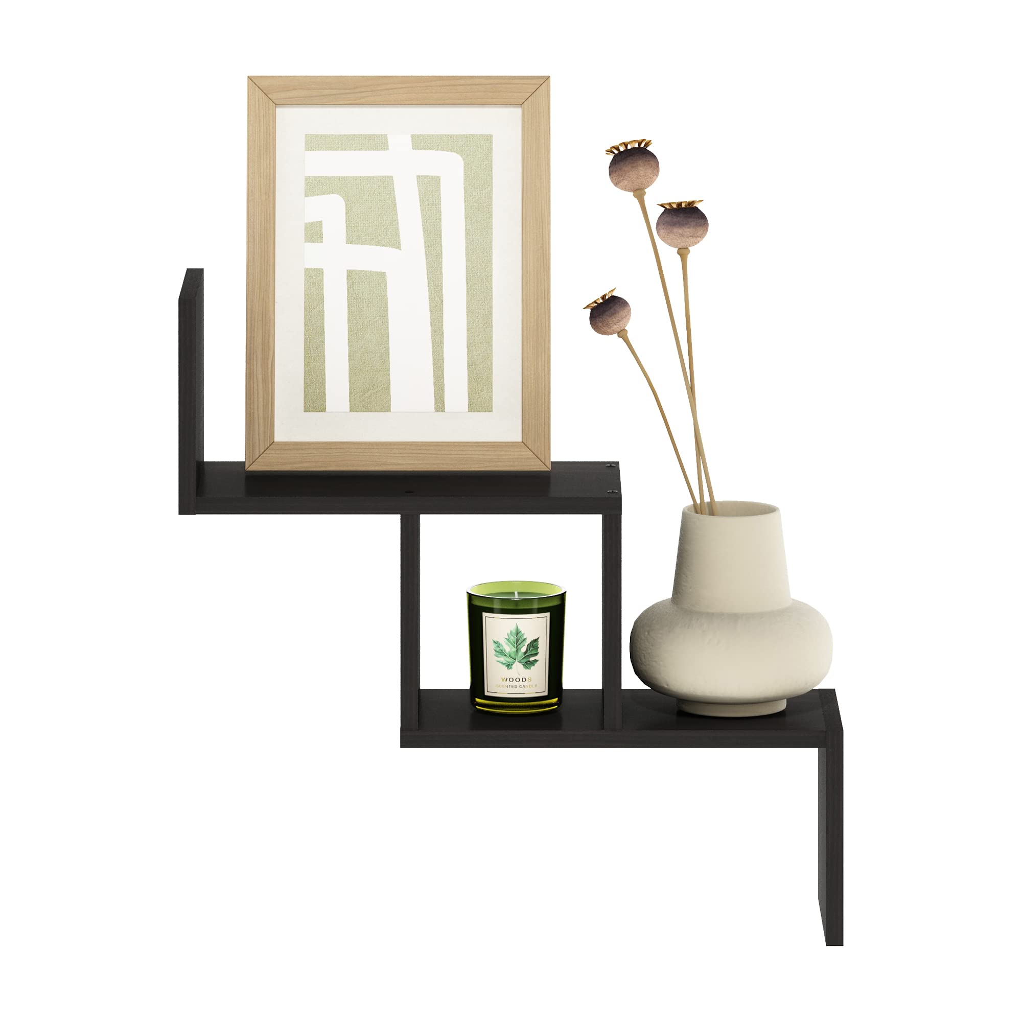 Furinno ROSSI Floating Shelves for Wall, Ladder Wall Shelf, Floating Shelf, Wall Mounted Shelves, for Bathroom, Bedroom, Living Room, Espresso