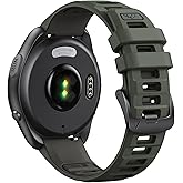 ANCOOL Compatible with Garmin Forerunner 55/245/165 Watch Band, 20mm Soft Silicone Band for Vivoactive 5/Vivoactive 3/6/Venu 2 Plus/Venu Sq/Sq 2 Bands Women Men, Army Green/Graphite Gray