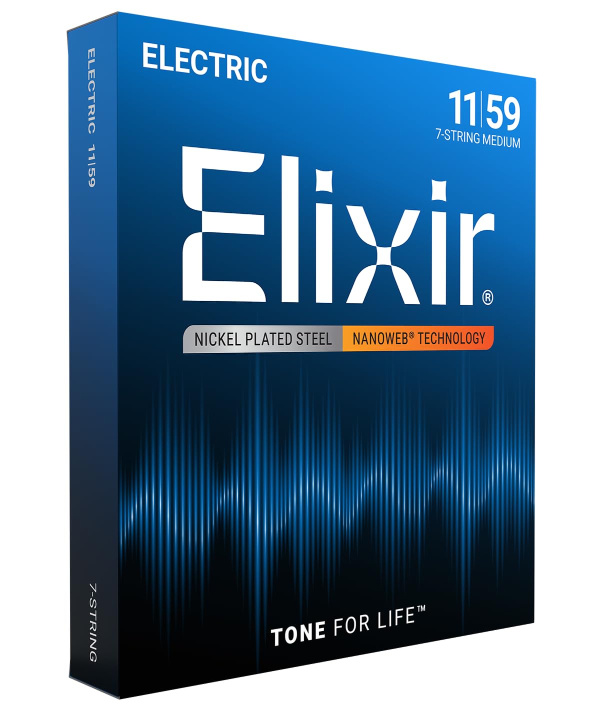 Elixir Strings 7-String Electric Guitar Strings w NANOWEB Coating, Light (.011-.059)