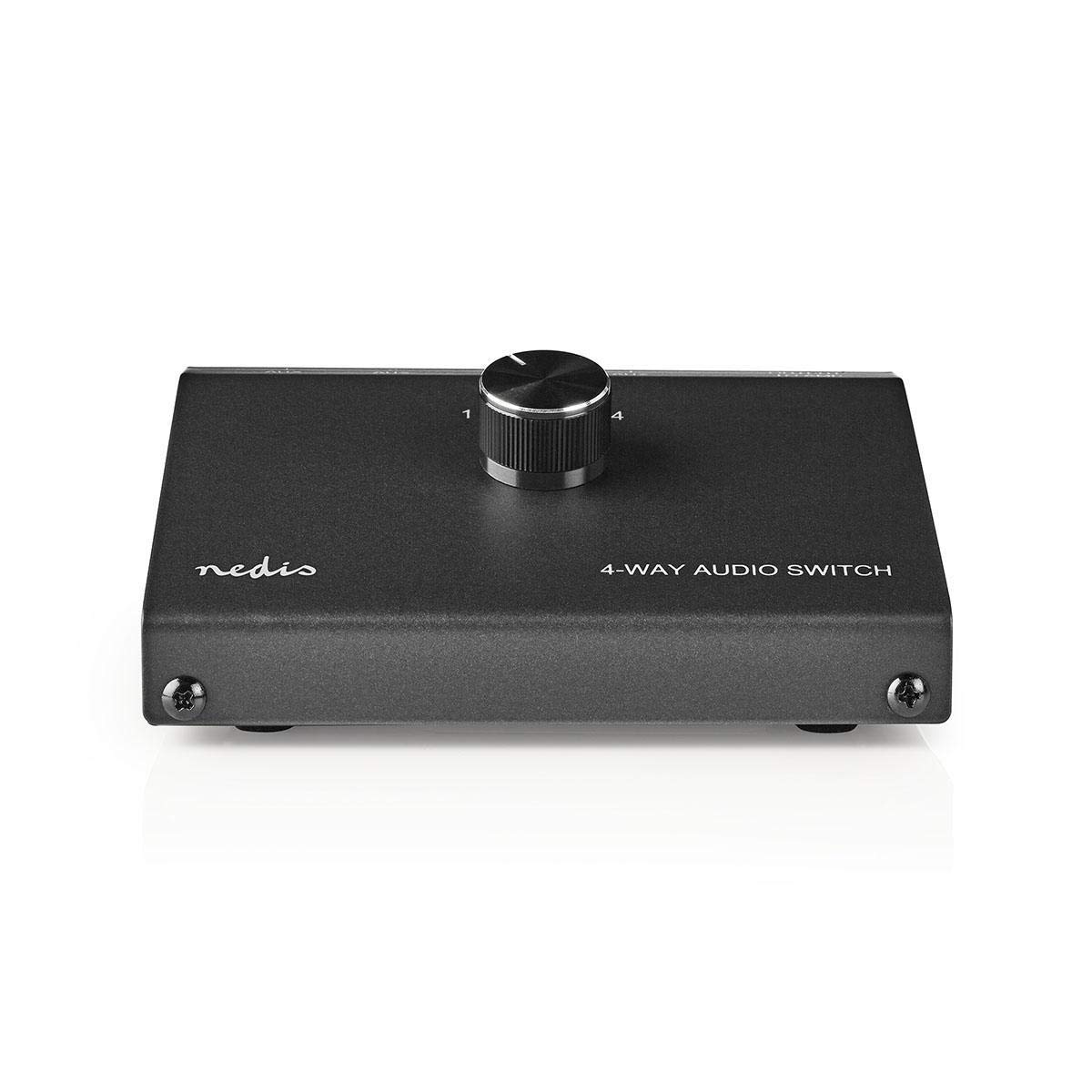 NEDIS Analogue Audio Switch Manual with 3.5 mm Female & 3x (2x RCA Female) - 2x RCA Female, Black, ASWI2404BK