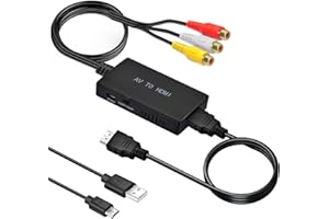 Amtake RCA to HDMI Converter,AV to HDMI Adapter,RCA to HDMI Composite Audio Video Converter Compatible with PS1, PS2, PS3, STB, Xbox, VHS, VCR,Black-Ray DVD Players