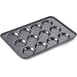 HONGBAKE Mini Muffin Top Pan for Baking, Premium 12 Cavity Small Whoopie Pie Pan, Nonstick Yorkshire Pudding Pan for Pansuffi