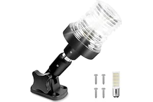 Obcursco Boat Stern Lights, IP67 Waterproof Fold-Down White LED Anchor Light for Marine, Pontoon, Fishing, Bass, and Jon Boat