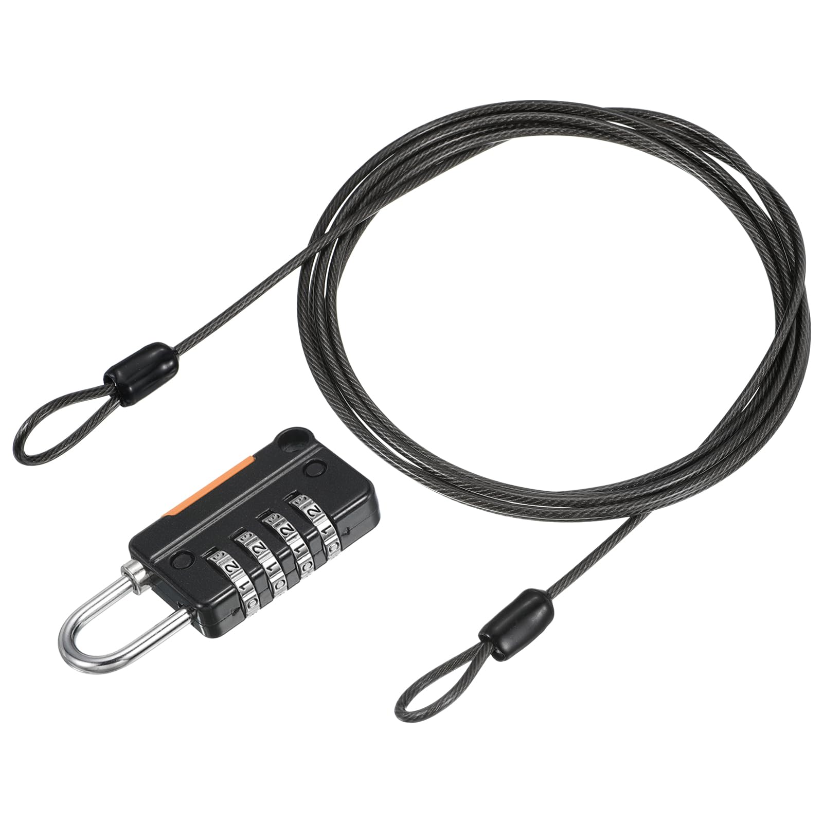 YOKIVE 1 Set 4 Digit Combination Lock with Security Cables, Outdoor Padlock Steel Lock Chains | Great for Lockers Baggage Bikes (Black, 6.5Ft)