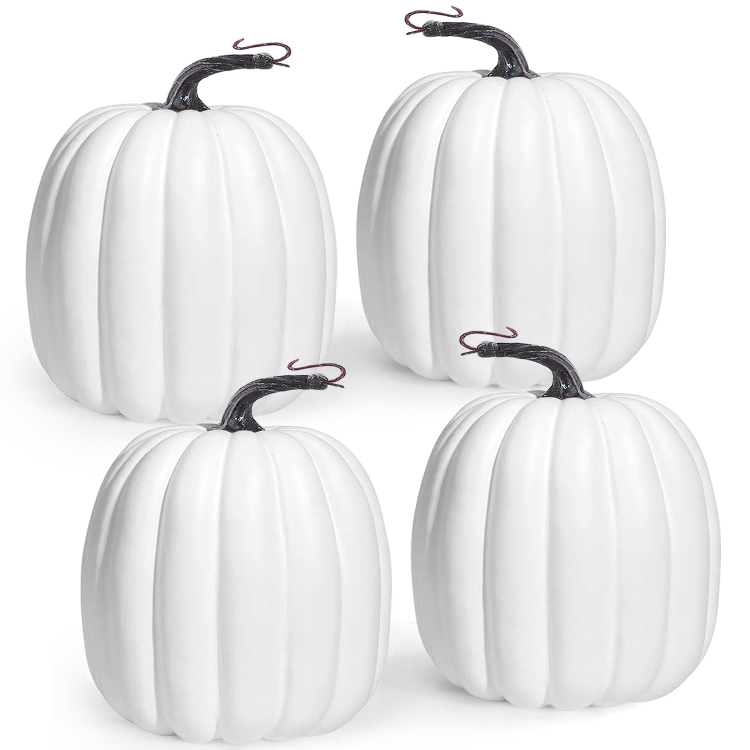 Photo 1 of Artmag 6 Inch Large Artificial Pumpkins, 4PCS Big White Faux Foam Harvest Pumpkins for Fall Autumn Thanksgiving Seasonal Holiday Decor