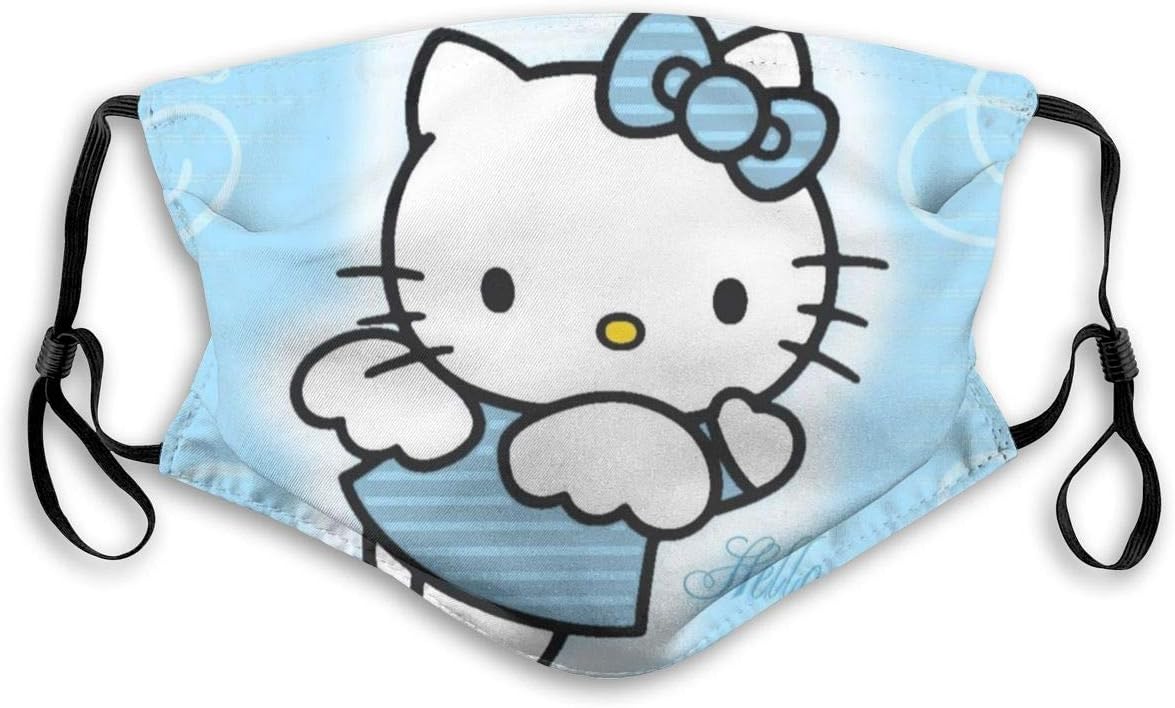 CBHGJ Hello Kitty Face Mouth Guard with Filter Unisex Anti-Dust Washable Reusable Mouth Guard for Kids Teens Adults