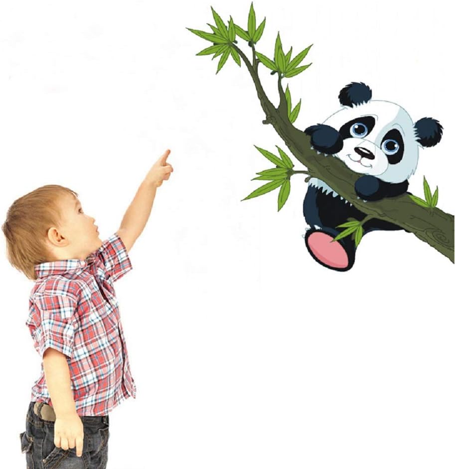 Amaonm Removable Cartoon Mini Panda and Tree Branches Kids Room Wall Stickers 3D Peel Stick DIY Nursery Art Decor Wall Decals Baby Sticker Girls Decal Bathroom Bedroom Decoration Decal (Panda)