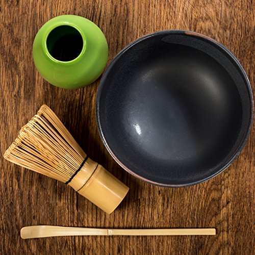 Tealyra - Matcha - Start Up Kit - 4 items - Matcha Green Tea Gift Set - Japanese Made Black Bowl - Bamboo Whisk and Scoop - Whisk Holder - Gift Box - Thumbnail 2