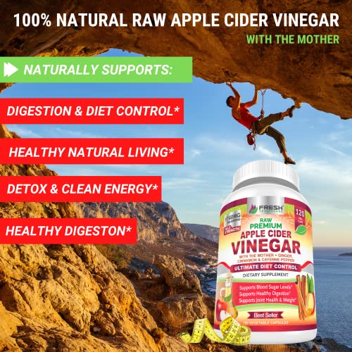 Apple Cider Vinegar Capsules Max 1740mg with Mother 100 Natural