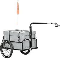 Aosom Bike Cargo Trailer, Bicycle Trailer Wagon Cart with Removable Storage Box, Quick Release 16" Wheels and Safe Reflectors