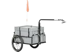 Aosom Bike Cargo Trailer, Bicycle Trailer Wagon Cart with Removable Storage Box, Quick Release 16" Wheels and Safe Reflectors