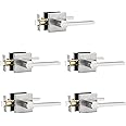 Orger 5 Pack Nickel Passage Door Lever Interior Door Handle for Hallway and Closet, Square Passage Door Lever Lock Set, Reversible for Right & Left Sided Doors Modern Style