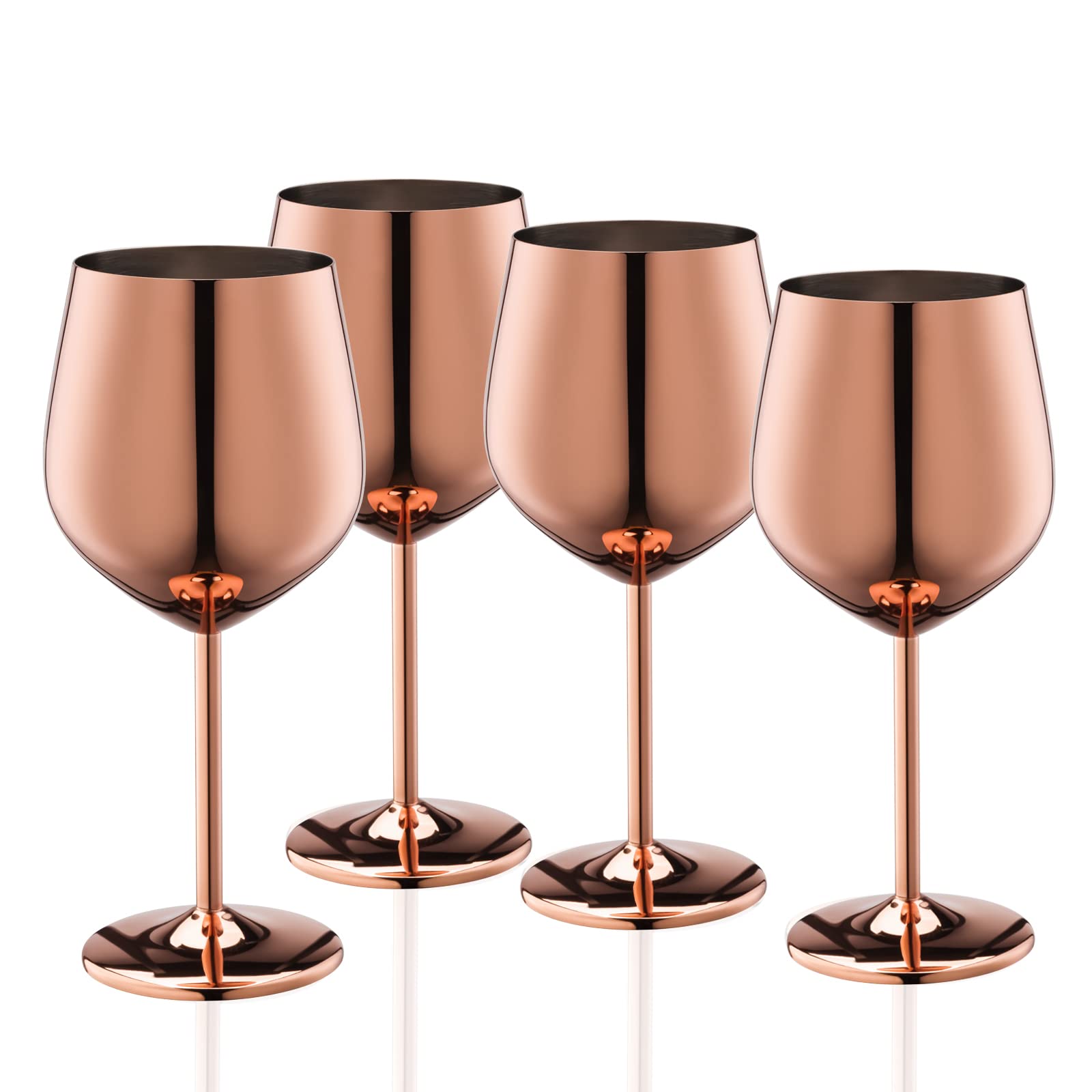 WOTOR Black Wine Glasses Set of 4, 540ml Stainless Steel Wine Glasses, Unbreakable & Portable for Outdoor, Travel, Camping and Pool (Rosegold)