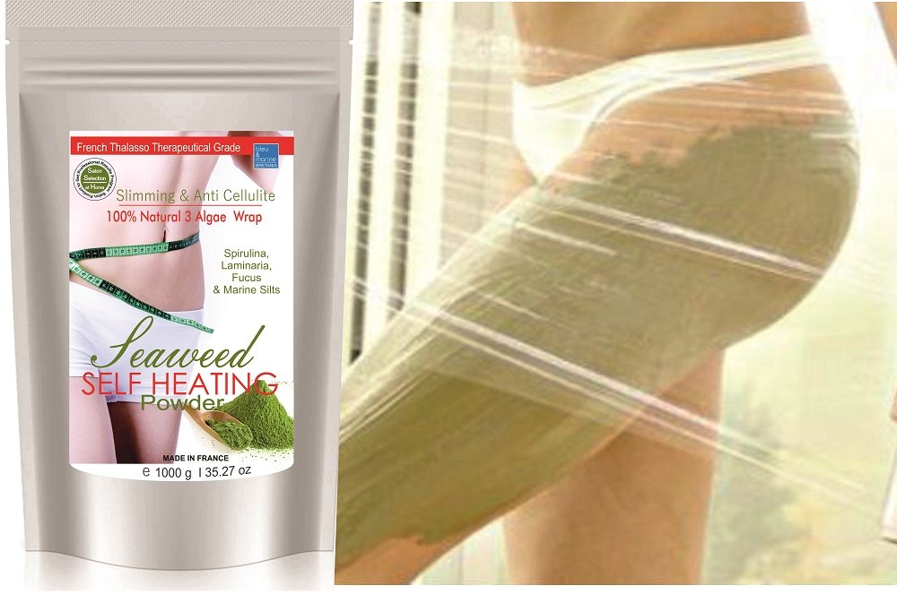 Detox Inch-Loss and Weight Control Mud Body Wrap 1000g Self-Heating Seaweed 100% Natural Powder. Slimming and Anticellulite Treatment by bleu & marine