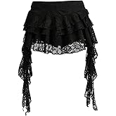 Women's Y2K Mini Skirt Ruffle Lace Asymmetrical Cute Skirts Layered Flowy Pleated Skort with Shorts