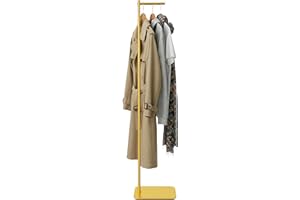 Verssure Adjustable Clother Display Stand 61"-75", Metal Clothing Display Rack Freestanding,Single Arm Clothes Rack,Costumer Stand for Coat and T-shirt Hanging in Shops,Retail Stores,Home (Gold)