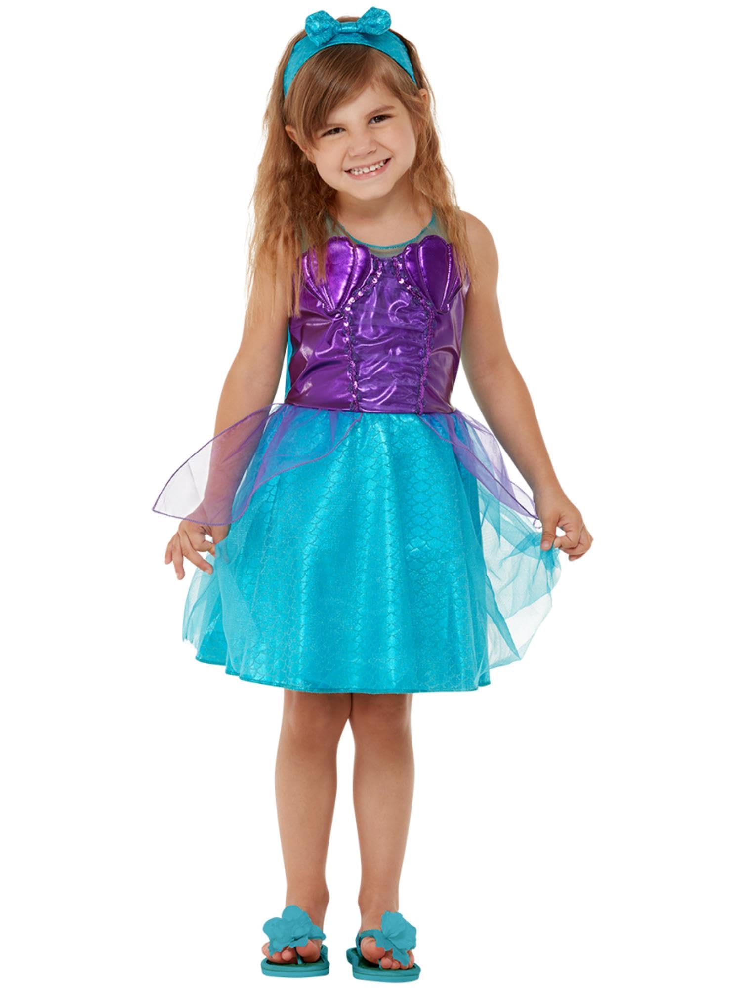 Smiffys Toddler Mermaid Costume Dress & Headband, Girls Fancy Dress, Mermaid Dress Up Costumes