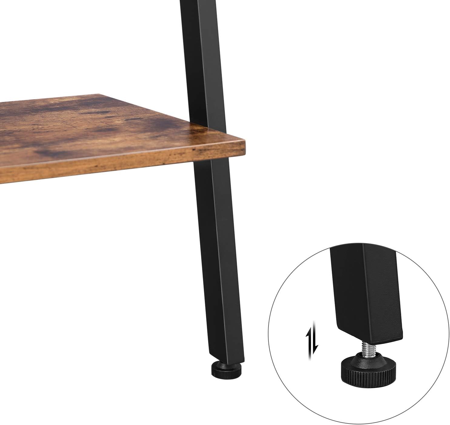 VASAGLE Alinru Ladder Shelf Leaning Shelf, 5-Tier Bookshelf Rack, for Living Room Kitchen Office, Stable Steel, Industrial Furniture , Rustic Brown ULLS46BX: Kitchen & Dining