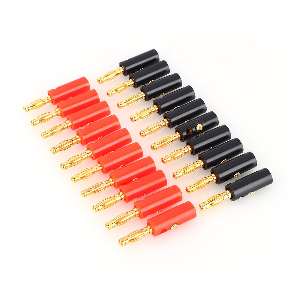 20PCS 4mm Banana Plug Speaker Connector, Black&Red Female Audio Speaker Socket
