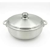 FryNest 5.5-Quart 11-Inch Traditional Caldero Pot with Silver Aluminum Lid, Aluminum Rice Pot for Arroz, Beans, Soups and Stews, Induction Compatible